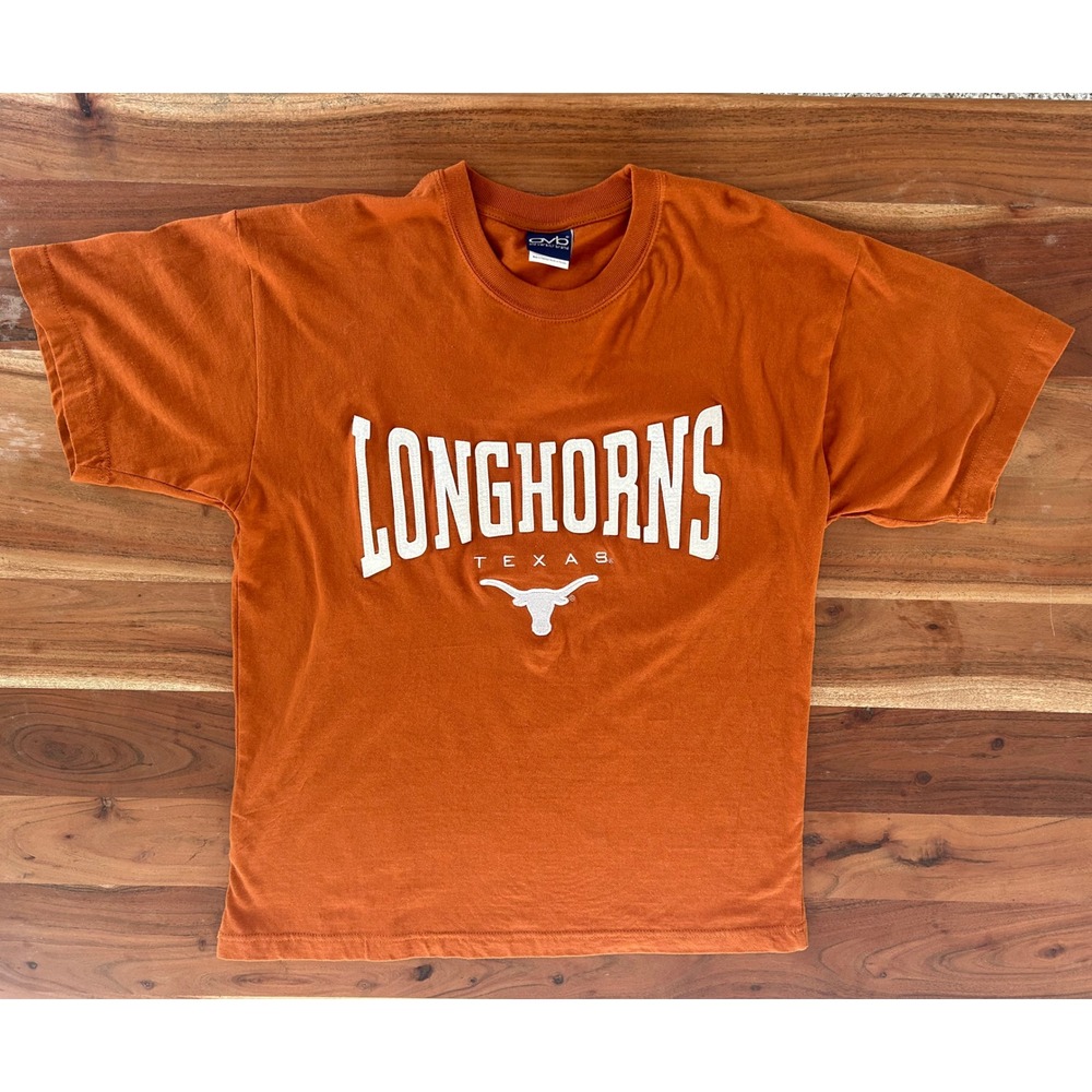 Old Varsity Brand Texas Longhorns T-Shirt Burnt Orange Applique Mens Medium OVB